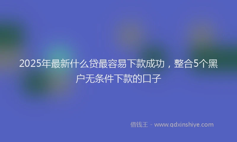 2025年最新什么贷最容易下款成功，整合5个黑户无条件下款的口子