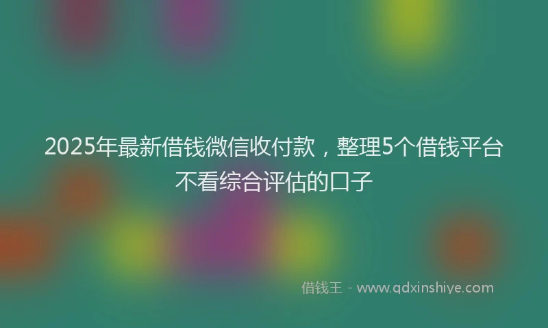 2025年最新借钱微信收付款，整理5个借钱平台不看综合评估的口子