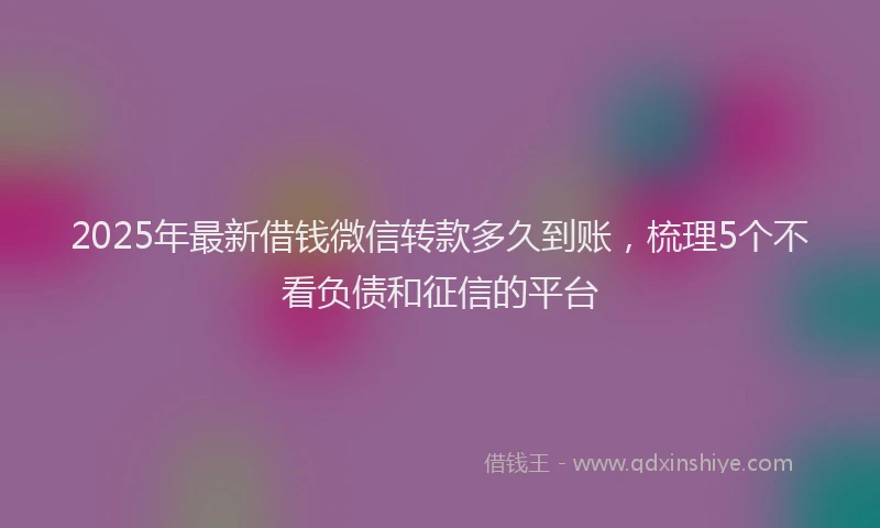 2025年最新借钱微信转款多久到账，梳理5个不看负债和征信的平台