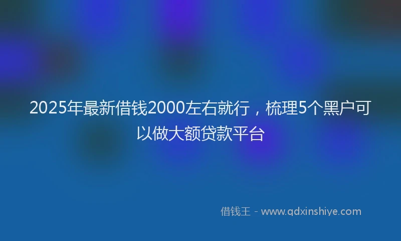 2025年最新借钱2000左右就行，梳理5个黑户可以做大额贷款平台