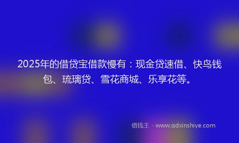 2025年的借贷宝借款慢有：现金贷速借、快鸟钱包、琉璃贷、雪花商城、乐享花等。