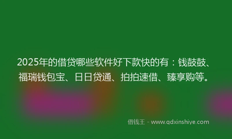2025年的借贷哪些软件好下款快的有：钱鼓鼓、福瑞钱包宝、日日贷通、拍拍速借、臻享购等。