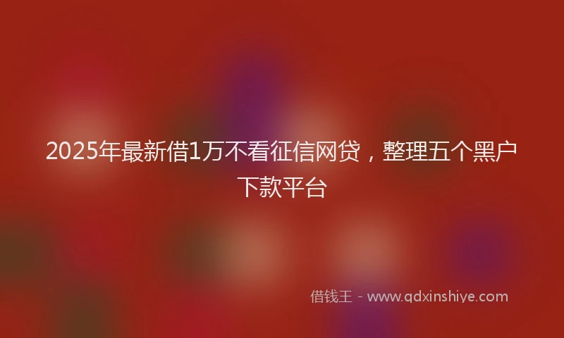 2025年最新借1万不看征信网贷，整理五个黑户下款平台
