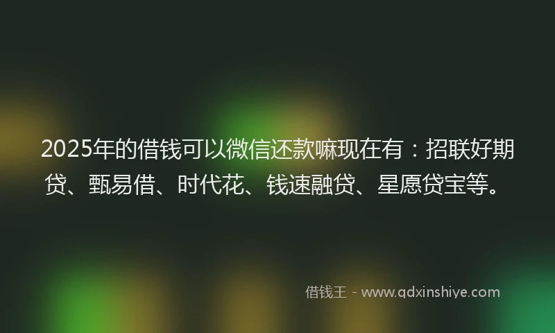 2025年的借钱可以微信还款嘛现在有：招联好期贷、甄易借、时代花、钱速融贷、星愿贷宝等。