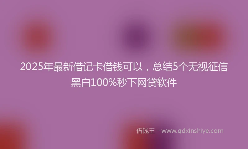 2025年最新借记卡借钱可以，总结5个无视征信黑白100%秒下网贷软件