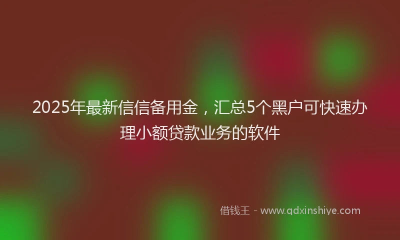 2025年最新信信备用金，汇总5个黑户可快速办理小额贷款业务的软件