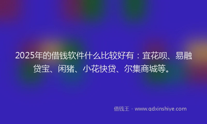 2025年的借钱软件什么比较好有：宜花呗、易融贷宝、闲猪、小花快贷、尔集商城等。