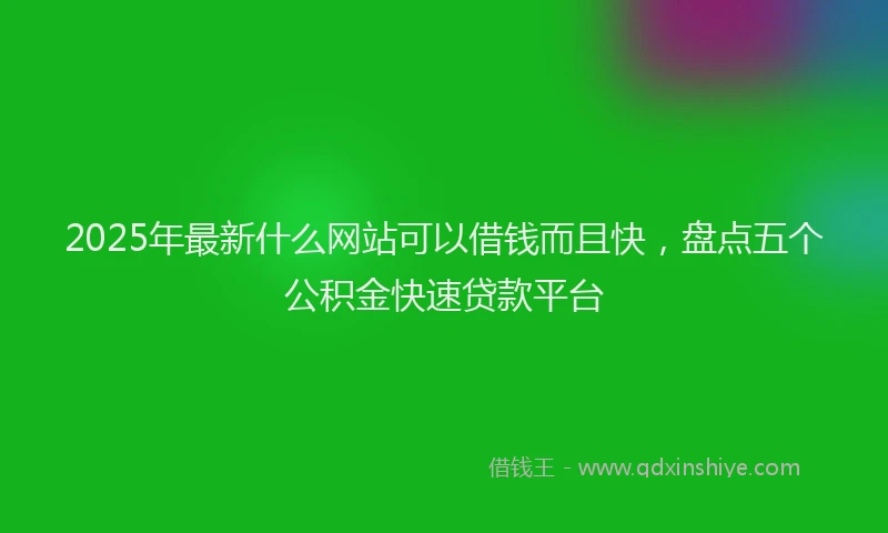 2025年最新什么网站可以借钱而且快，盘点五个公积金快速贷款平台