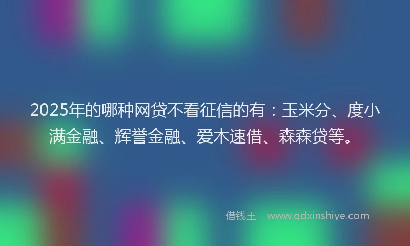 2025年的哪种网贷不看征信的有：玉米分、度小满金融、辉誉金融、爱木速借、森森贷等。
