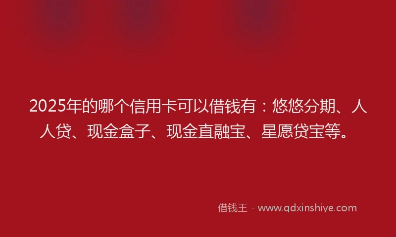 2025年的哪个信用卡可以借钱有：悠悠分期、人人贷、现金盒子、现金直融宝、星愿贷宝等。