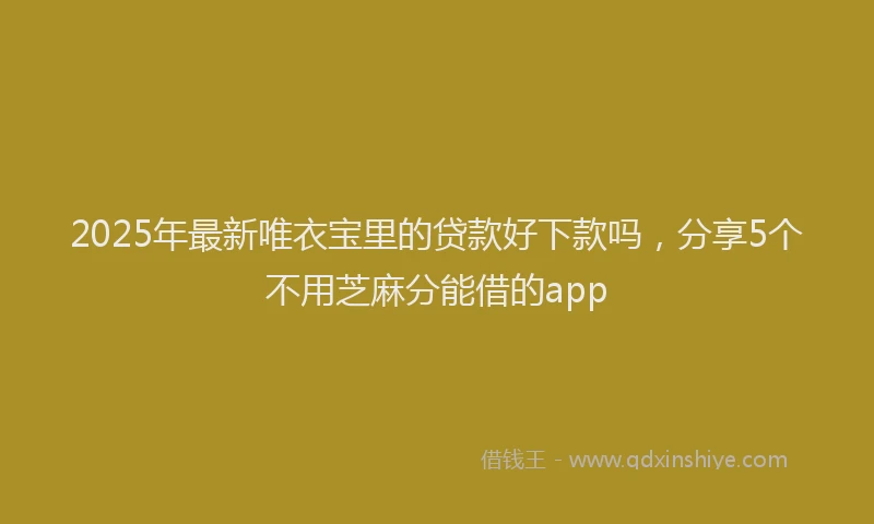 2025年最新唯衣宝里的贷款好下款吗，分享5个不用芝麻分能借的app