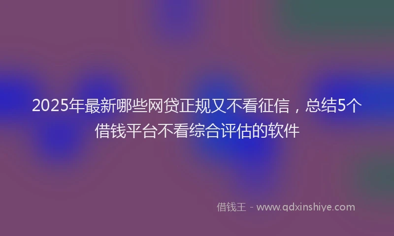 2025年最新哪些网贷正规又不看征信，总结5个借钱平台不看综合评估的软件
