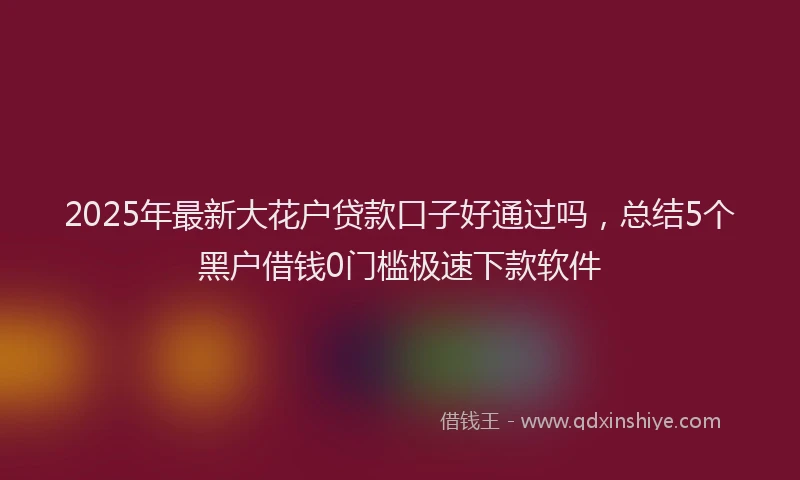 2025年最新大花户贷款口子好通过吗，总结5个黑户借钱0门槛极速下款软件