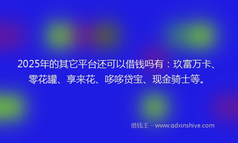 2025年的其它平台还可以借钱吗有：玖富万卡、零花罐、享来花、哆哆贷宝、现金骑士等。