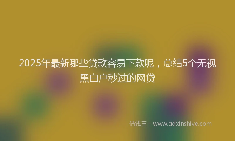 2025年最新哪些贷款容易下款呢，总结5个无视黑白户秒过的网贷