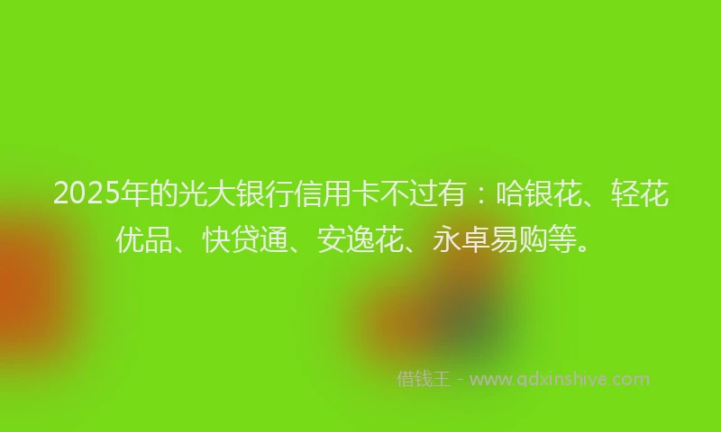 2025年的光大银行信用卡不过有：哈银花、轻花优品、快贷通、安逸花、永卓易购等。