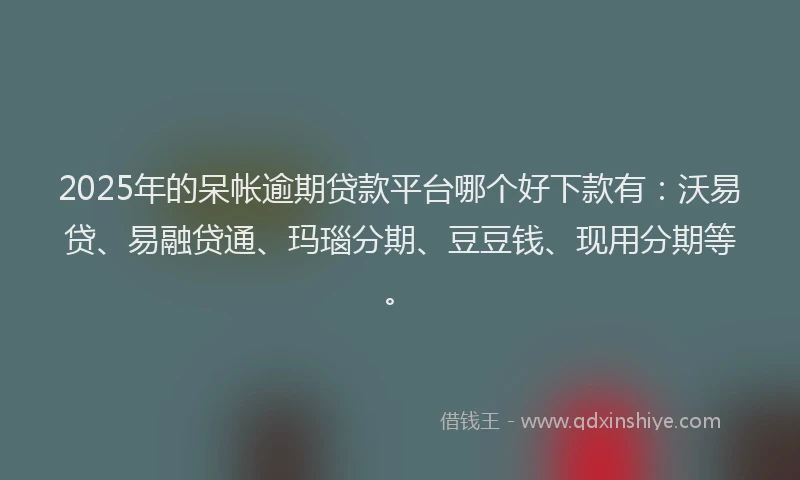 2025年的呆帐逾期贷款平台哪个好下款有：沃易贷、易融贷通、玛瑙分期、豆豆钱、现用分期等。