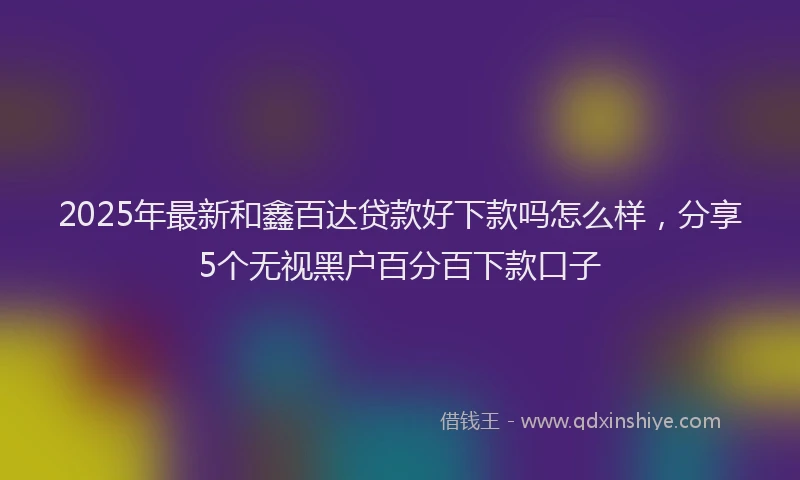 2025年最新和鑫百达贷款好下款吗怎么样，分享5个无视黑户百分百下款口子