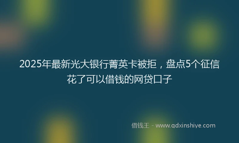 2025年最新光大银行菁英卡被拒，盘点5个征信花了可以借钱的网贷口子