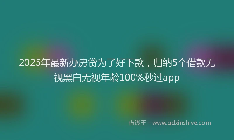 2025年最新办房贷为了好下款，归纳5个借款无视黑白无视年龄100%秒过app