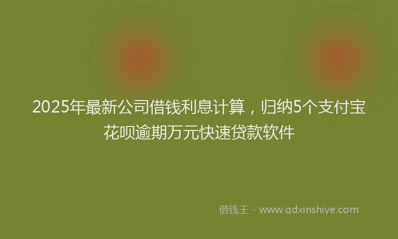 2025年最新公司借钱利息计算，归纳5个支付宝花呗逾期万元快速贷款软件