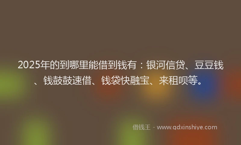 2025年的到哪里能借到钱有：银河信贷、豆豆钱、钱鼓鼓速借、钱袋快融宝、来租呗等。