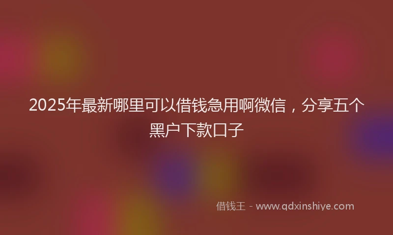 2025年最新哪里可以借钱急用啊微信，分享五个黑户下款口子