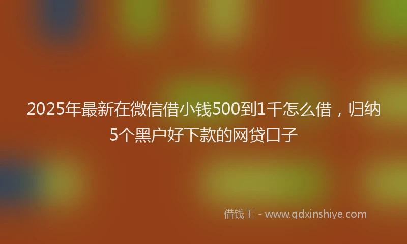 2025年最新在微信借小钱500到1千怎么借，归纳5个黑户好下款的网贷口子