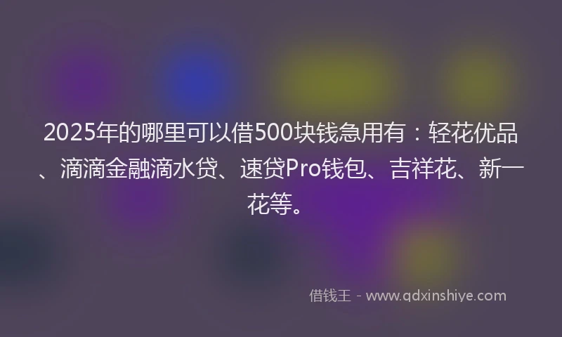 2025年的哪里可以借500块钱急用有：轻花优品、滴滴金融滴水贷、速贷Pro钱包、吉祥花、新一花等。