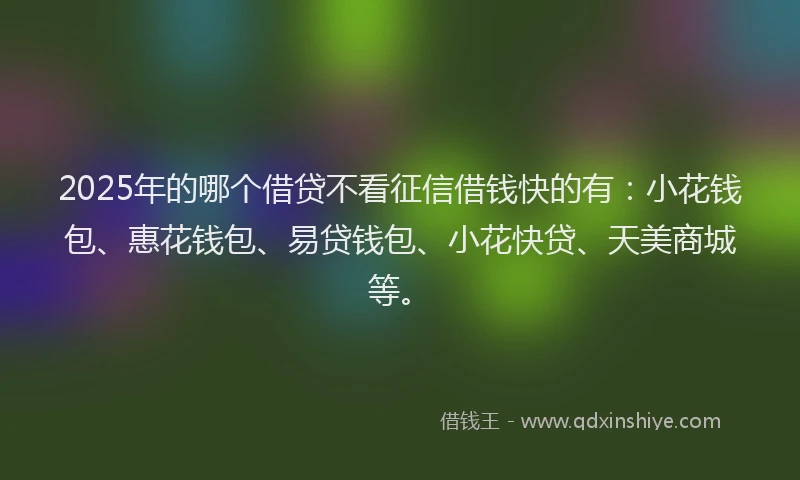 2025年的哪个借贷不看征信借钱快的有：小花钱包、惠花钱包、易贷钱包、小花快贷、天美商城等。
