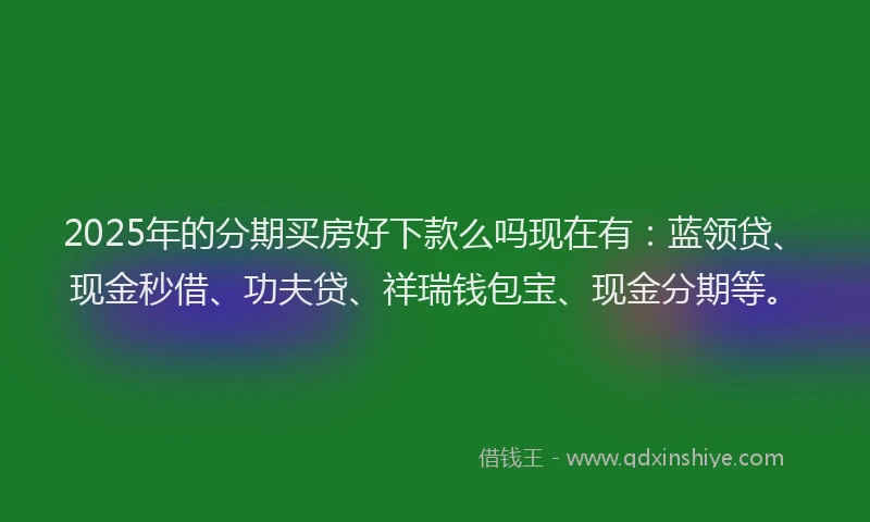 2025年的分期买房好下款么吗现在有：蓝领贷、现金秒借、功夫贷、祥瑞钱包宝、现金分期等。