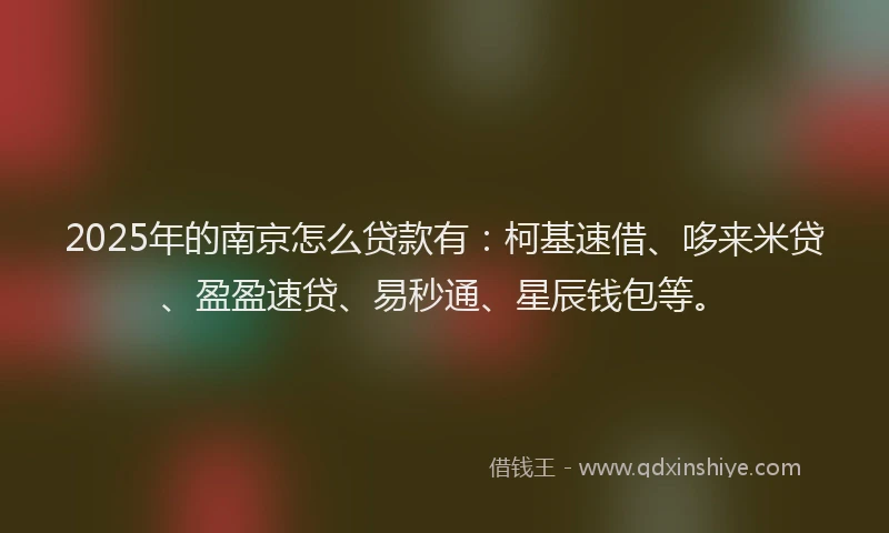 2025年的南京怎么贷款有：柯基速借、哆来米贷、盈盈速贷、易秒通、星辰钱包等。