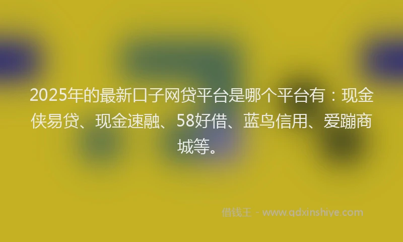 2025年的最新口子网贷平台是哪个平台有：现金侠易贷、现金速融、58好借、蓝鸟信用、爱蹦商城等。
