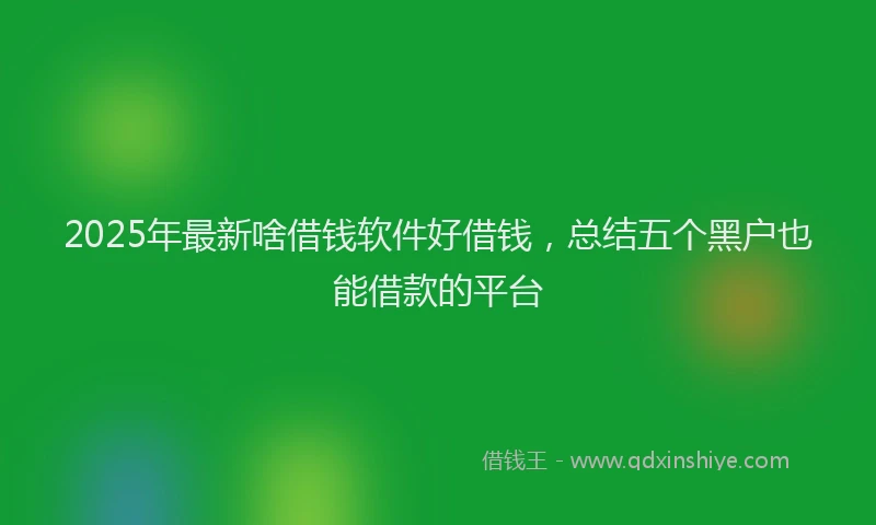 2025年最新啥借钱软件好借钱，总结五个黑户也能借款的平台