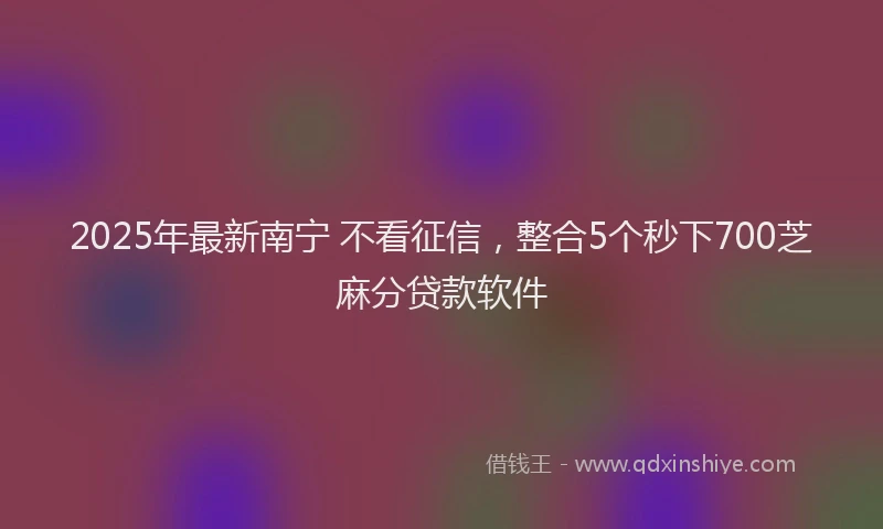 2025年最新南宁 不看征信，整合5个秒下700芝麻分贷款软件