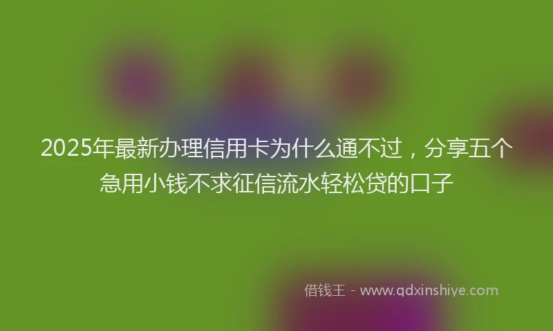 2025年最新办理信用卡为什么通不过，分享五个急用小钱不求征信流水轻松贷的口子