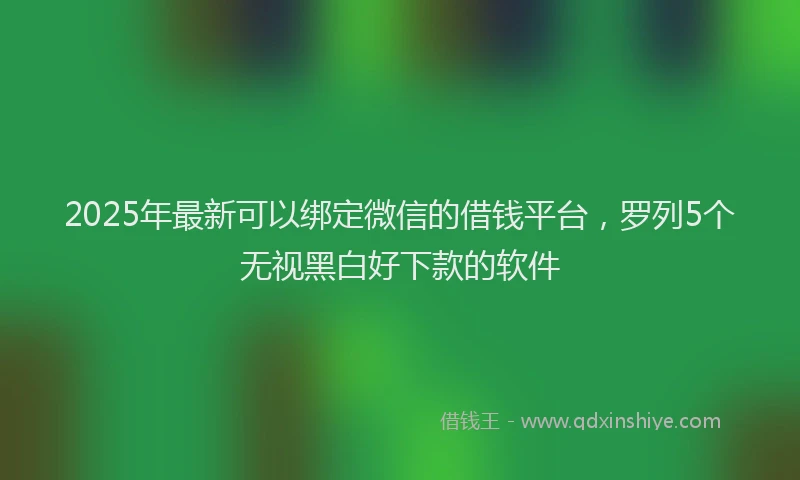 2025年最新可以绑定微信的借钱平台，罗列5个无视黑白好下款的软件