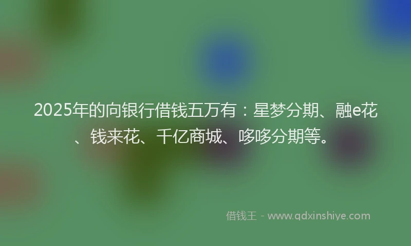 2025年的向银行借钱五万有：星梦分期、融e花、钱来花、千亿商城、哆哆分期等。