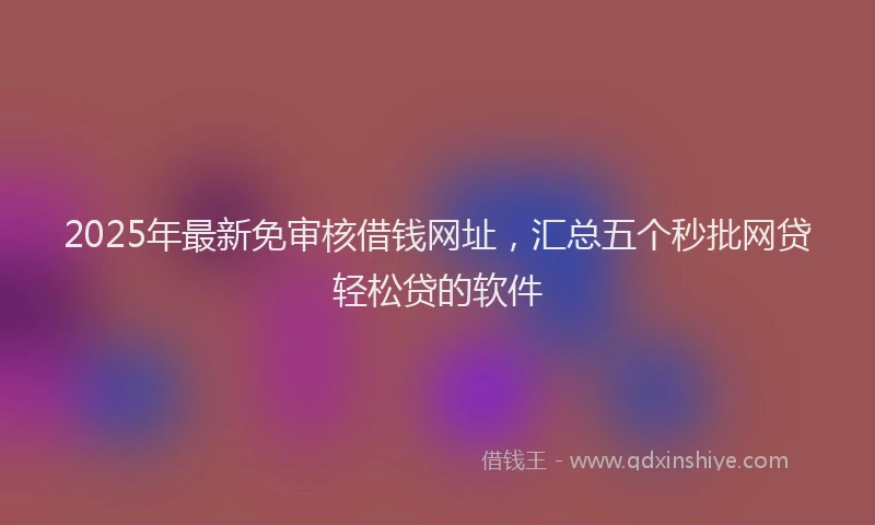 2025年最新免审核借钱网址，汇总五个秒批网贷轻松贷的软件