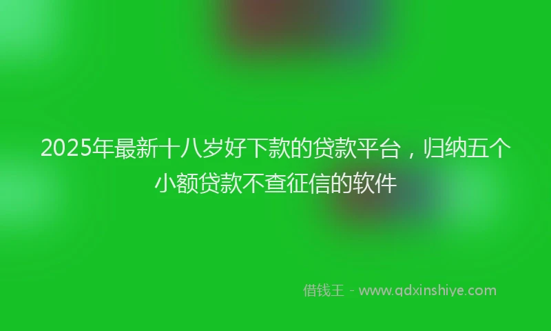 2025年最新十八岁好下款的贷款平台，归纳五个小额贷款不查征信的软件