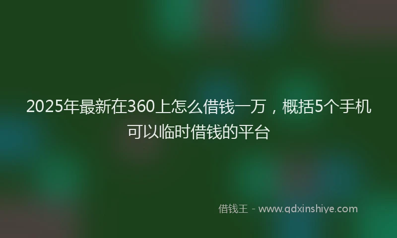 2025年最新在360上怎么借钱一万，概括5个手机可以临时借钱的平台