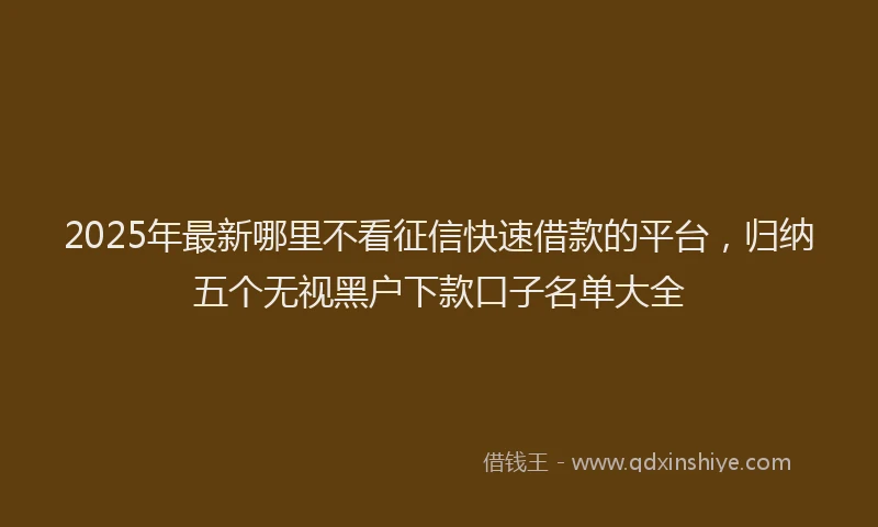 2025年最新哪里不看征信快速借款的平台，归纳五个无视黑户下款口子名单大全