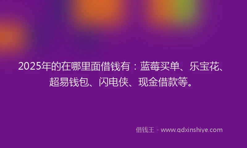 2025年的在哪里面借钱有：蓝莓买单、乐宝花、超易钱包、闪电侠、现金借款等。