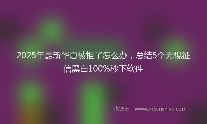 2025年最新华夏被拒了怎么办，总结5个无视征信黑白100%秒下软件