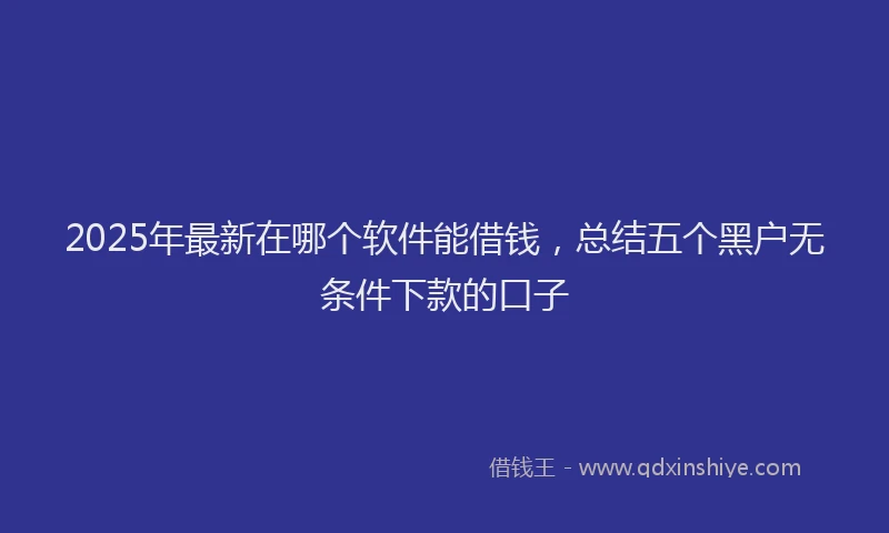 2025年最新在哪个软件能借钱，总结五个黑户无条件下款的口子