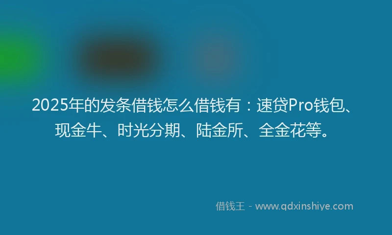 2025年的发条借钱怎么借钱有：速贷Pro钱包、现金牛、时光分期、陆金所、全金花等。