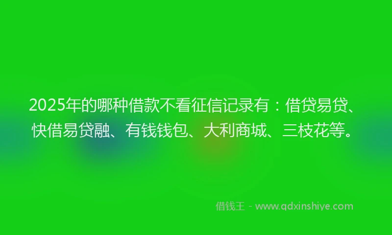 2025年的哪种借款不看征信记录有：借贷易贷、快借易贷融、有钱钱包、大利商城、三枝花等。