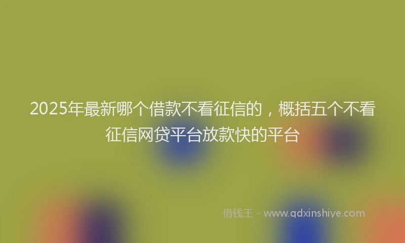 2025年最新哪个借款不看征信的，概括五个不看征信网贷平台放款快的平台