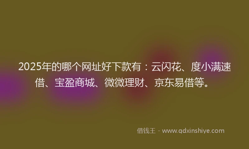 2025年的哪个网址好下款有：云闪花、度小满速借、宝盈商城、微微理财、京东易借等。