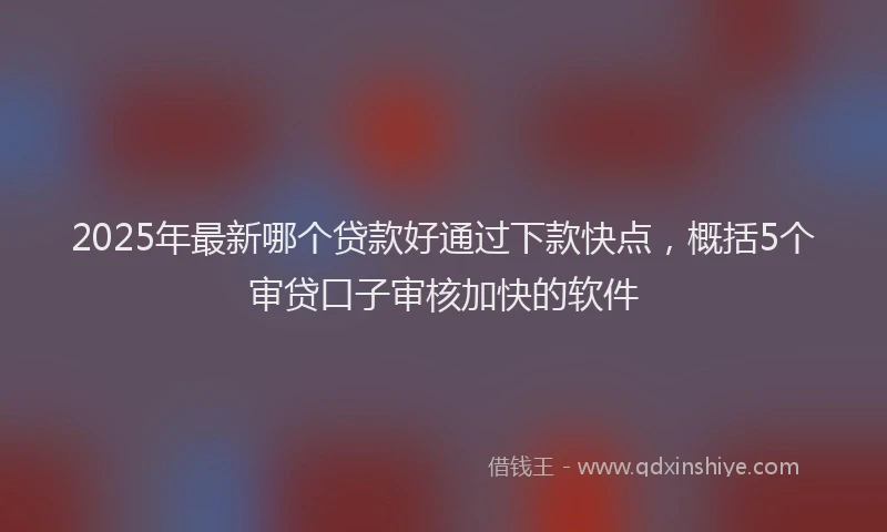 2025年最新哪个贷款好通过下款快点，概括5个审贷口子审核加快的软件